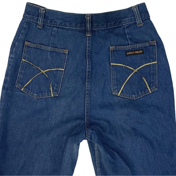 [28] Vintage FANCY PROPS rare 70s jeans unhemmed ultra high rise retro 1970 - Picture 3 of 8